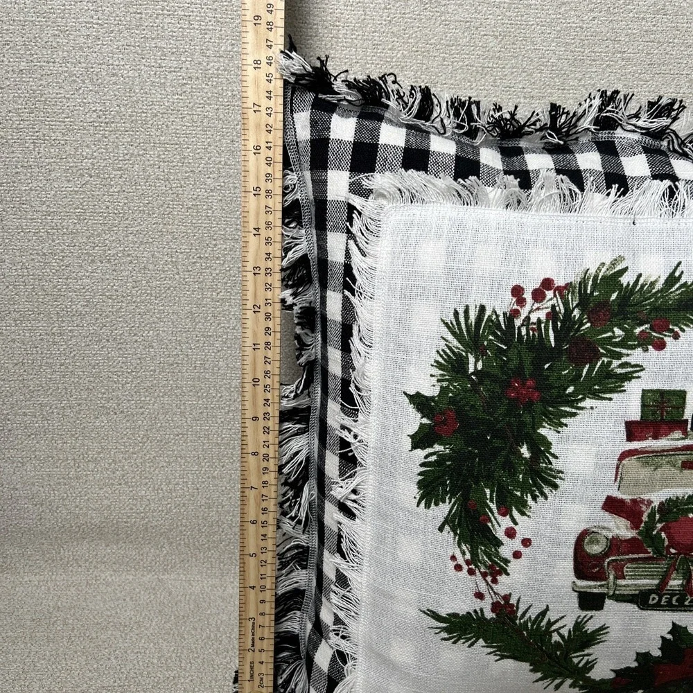 Christmas‎ Pillow Truck Black White Checkered Back 20 x 20 Holiday Decorative